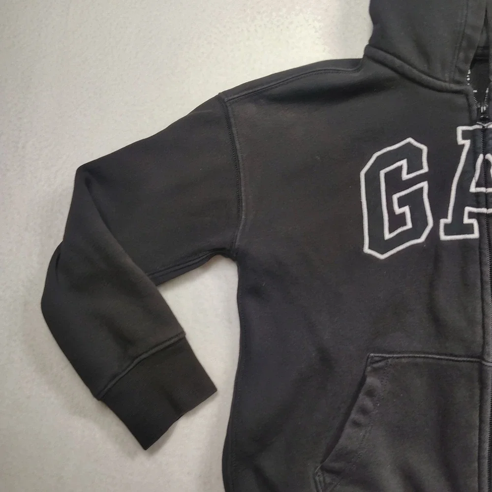 GAP Kids Boys Girls Black Arch Logo Full‎ Zip Hoodie Sweatshirt Size S 6-7